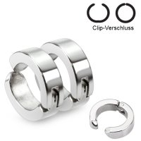 Edelstahl Creolen Ohrringe - Clip - Classic - Silber