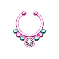 Fake Septum Piercing - Pink - Blau - Kristall