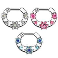 Septum Klicker - Silber - Kristalle - Blume