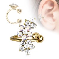 Ear Cuff - Gold - Blume - Kristalle