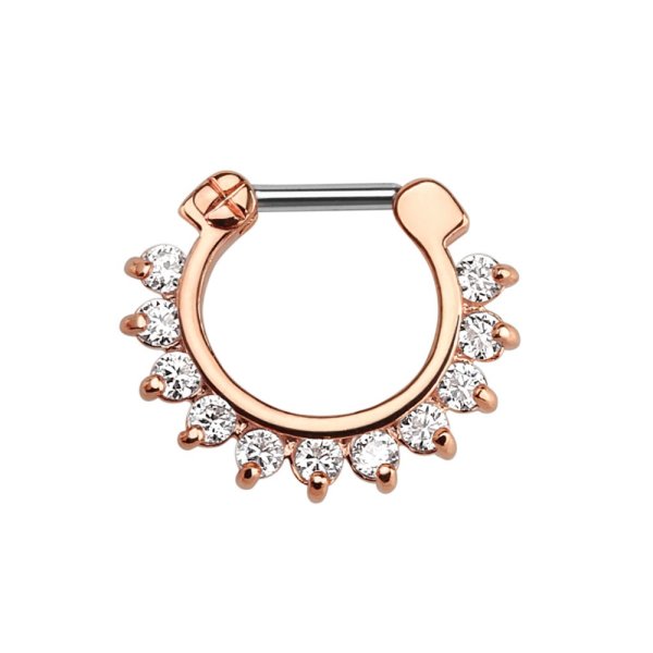 Septum Klicker - Stahl - Rosegold - Kristalle - Spitz