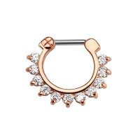 Septum Klicker - Stahl - Rosegold - Kristalle - Spitz