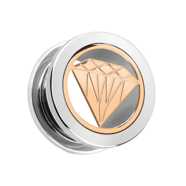 Flesh Tunnel - Stahl - Silber - Rosegold - Diamant