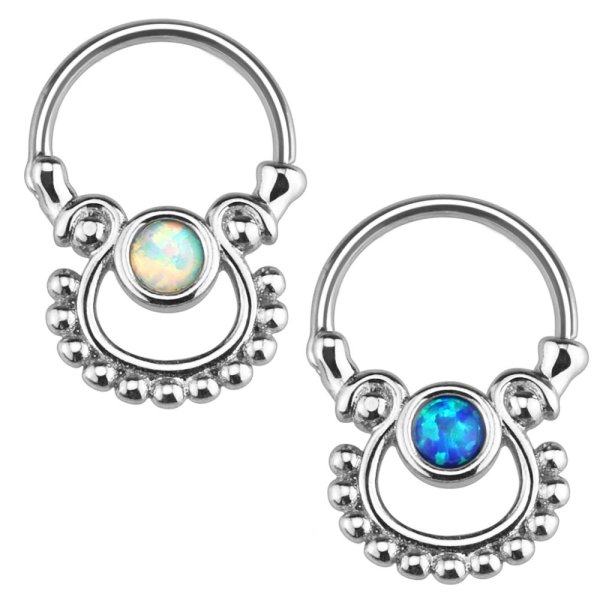 Septum Klicker - Ring - Silber - Opalith