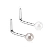 Nasenpiercing gebogen - Silber - Perle