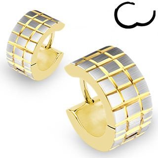 - Gold-Silber, Ohrringe Edelstahl - € Creolen - Gedreht 18,95