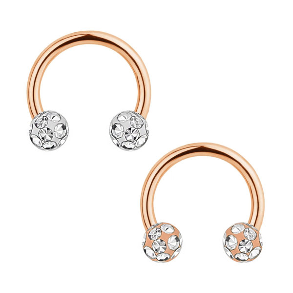 Piercing Hufeisen - Mulitkristall - Rosegold