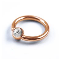 Piercing Klemmring - Rosegold - Kristall - Klar