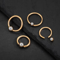 Piercing Klemmring - Rosegold - Kristall - Klar