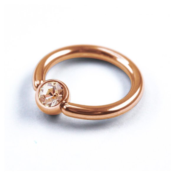 Piercing Klemmring - Rosegold - Kristall - Pfirsich