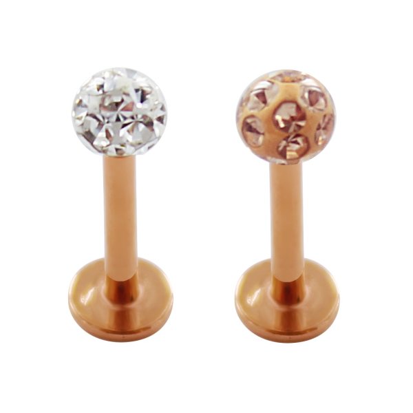 Piercing Labret - Rosegold - Multikristall