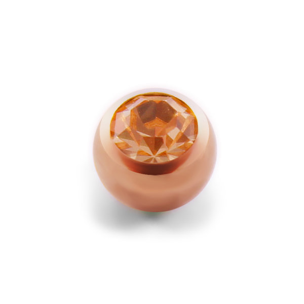 Piercing Kugel - Stahl - Rosegold - Kristall - Pfirisich