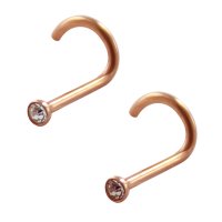 Nasenpiercing gebogen - Rosegold - Kristall