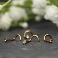 Nasenpiercing gebogen - Rosegold - Kristall