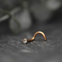 Nasenpiercing gebogen - Rosegold - Kristall