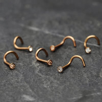 Nasenpiercing gebogen - Rosegold - Kristall