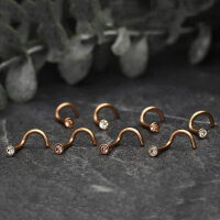 Nasenpiercing gebogen - Rosegold - Kristall