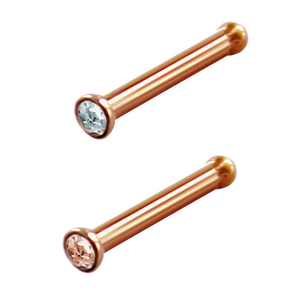 Nasenpiercing gerade - Rosegold - Kristall