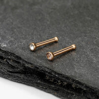 Nasenpiercing gerade - Rosegold - Kristall