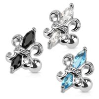 Piercing Stab - Silber - Kurz - Fleur de Lis