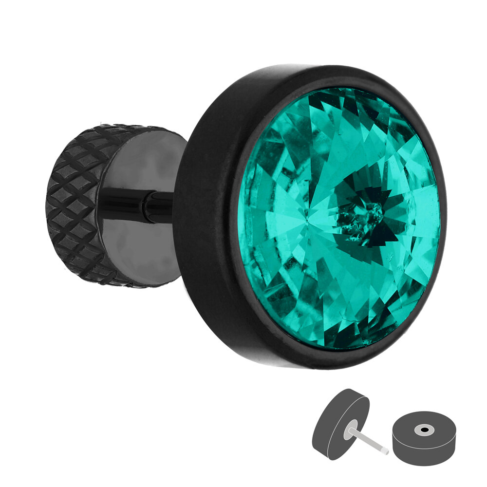 Fake Plug Schwarz Kristall Blue Zircon, 13,95