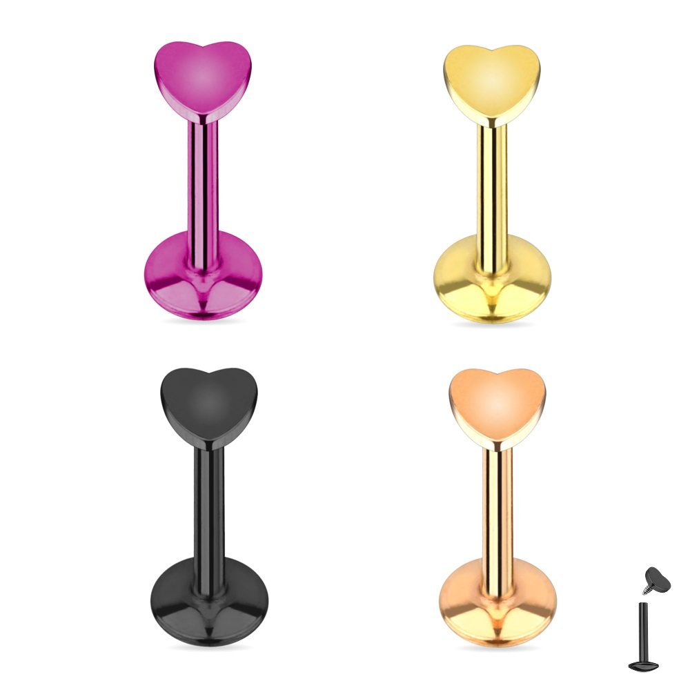 Piercing Labret - Stahl - Herz, 8,95