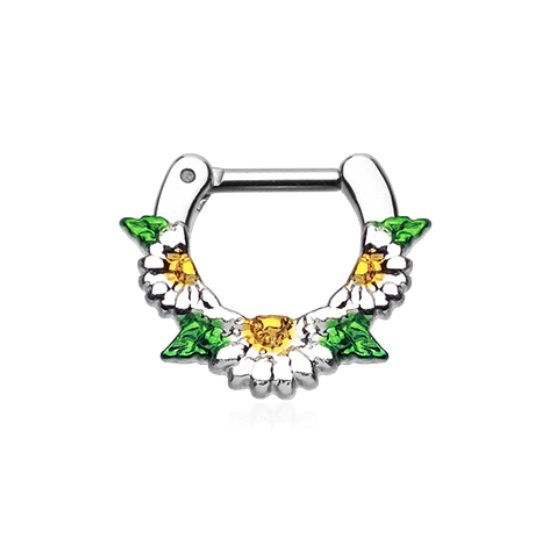 Septum Klicker - Stahl - Silber - Gänseblümchen