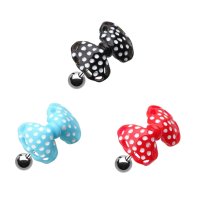 Piercing Stab - Silber - Kurz - Schleife - Polka Dots