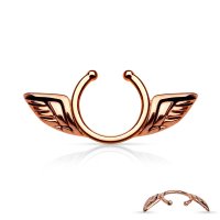 Fake Brustpiercing - Stahl - Rosegold - Flügel