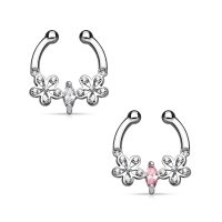 Fake Septum Piercing - Kristalle - Blumen