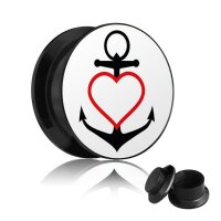 Picture Ear Plug - Screw - Ancor - Heart - Red