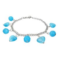 Armband - Silber - Perlen - Blau - Herzen