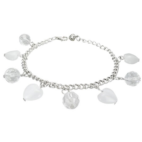 Armband - Silber - Perlen - Weiß - Herzen
