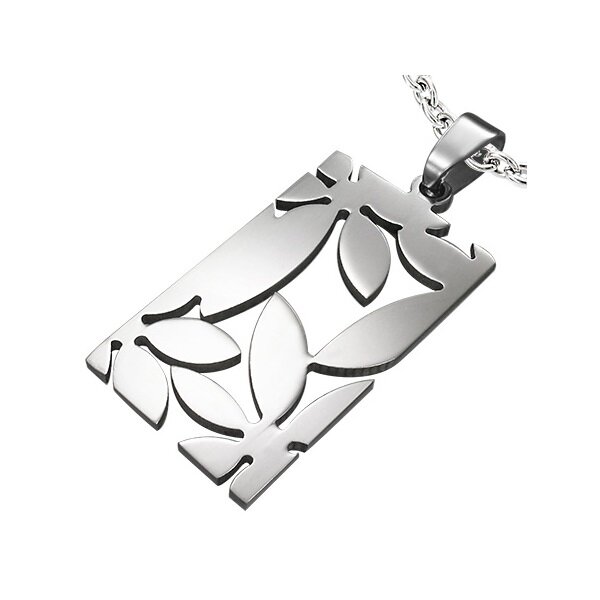 Anhänger - Silber - Rechteck - Blumen