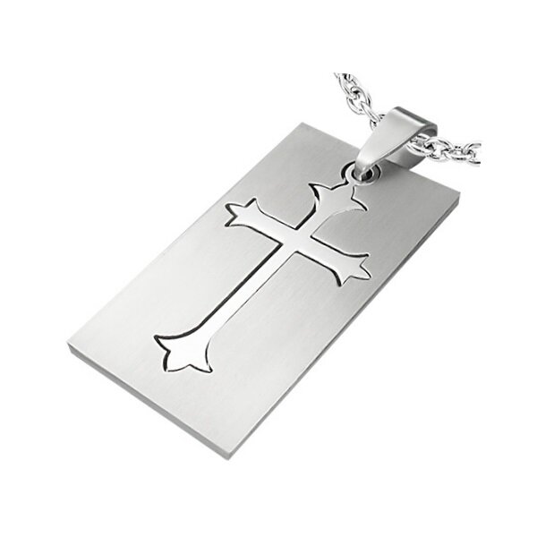 Anhänger - Silber - Rechteck - Kreuz