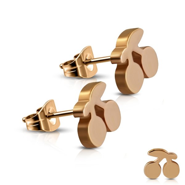 Edelstahl Ohrstecker - Rosegold - Kirschen