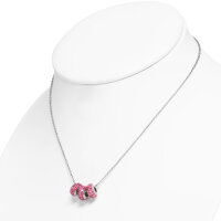 Kette - Silber - 3 Kristall-Kugeln - Pink