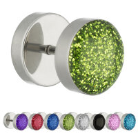 Piercing Fake Plug - Silber - Kristall - Glitter