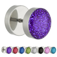 Piercing Fake Plug - Silber - Kristall - Glitter