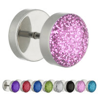 Piercing Fake Plug - Silber - Kristall - Glitter