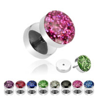 Piercing Fake Plug - Silber - Kristall - Glitter