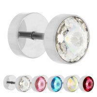 Piercing Fake Plug - Silber - Kristall #2