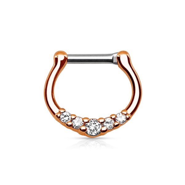 Septum Klicker - Rosegold - Kristalle - Schmal