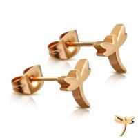 Edelstahl Ohrstecker - Rosegold - Libelle