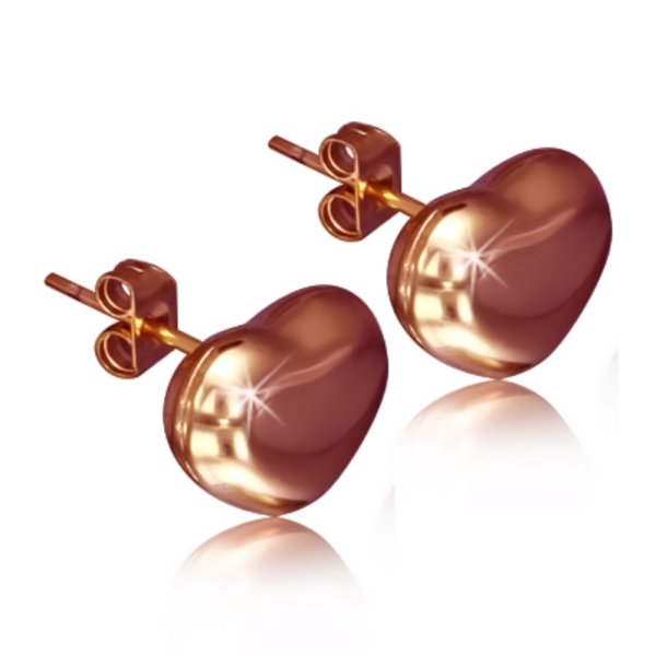 Edelstahl Ohrstecker - Rosegold - Herz - Gross