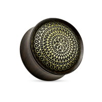 Holz Plug - Schwarz - Gold - Ornament - Tribal