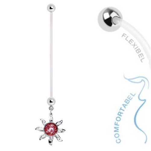 Bauchnabelpiercing - Schwangerschaft - Sonne - Glitzer - Pink