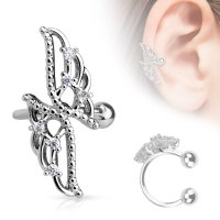 Ear Cuff - Silber - Flügel - Kristalle