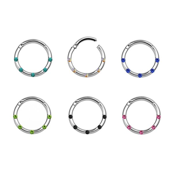 Segmentring Piercing - Klicker - Segmentklicker - Silber - Kristalle - Bunt