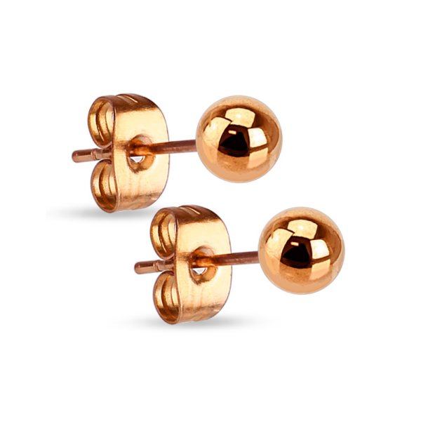 Edelstahl Ohrstecker - Kugel - Rosegold